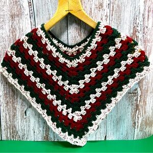 Holiday Girls Knit Crochet Poncho Boho